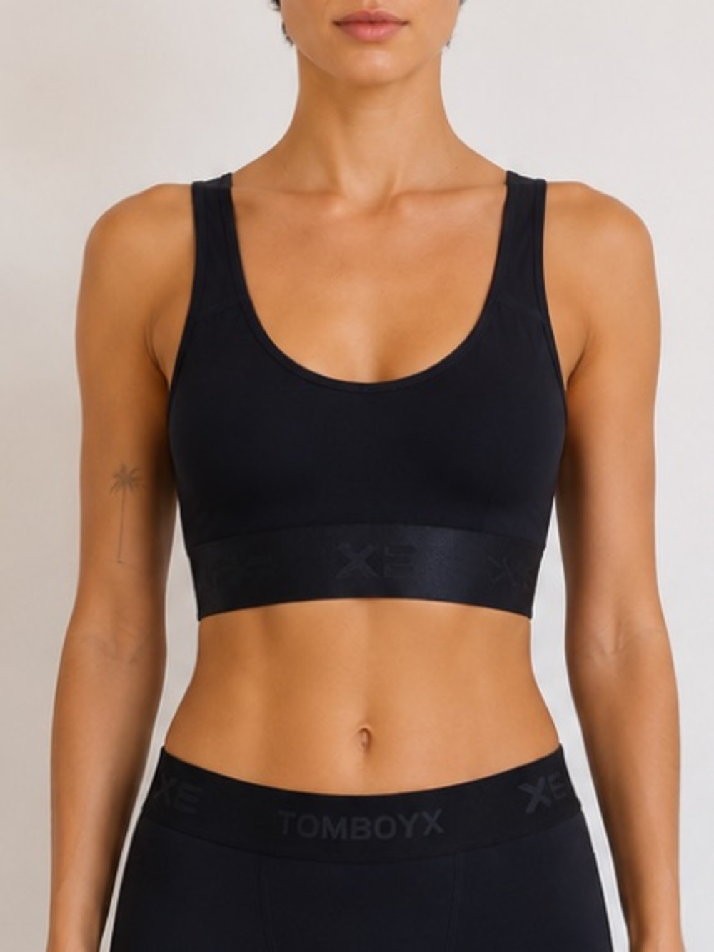 TomboyX Black Compression Sports Bra Tank Unisex Size M Athletic Minimalist